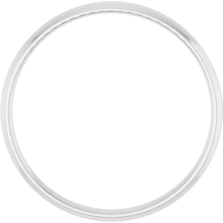 10K White Gold 2 mm Ultra-Lightweight Comfort-Fit Half Round Band Size 6
