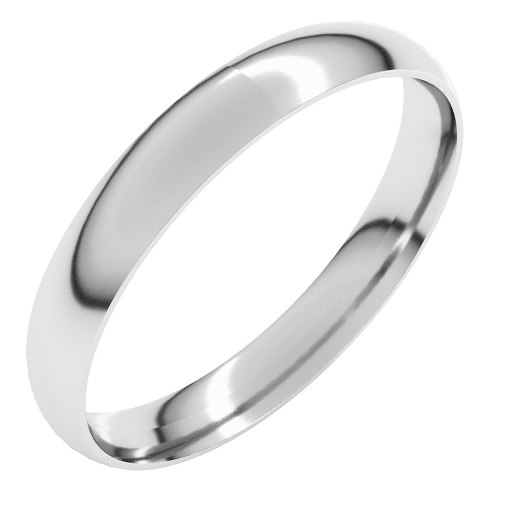 18K White Gold 3 mm Ultra-Lightweight Comfort-Fit Half Round Band Size 7