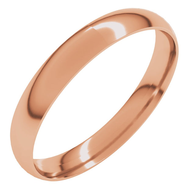 14K Rose Gold 3 mm Ultra-Lightweight Comfort-Fit Half Round Band Size 7