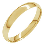 18K Yellow Gold 3 mm Ultra-Lightweight Comfort-Fit Half Round Band Size 6.5