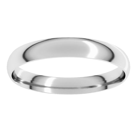 14K White Gold 3 mm Ultra-Lightweight Comfort-Fit Half Round Band Size 6