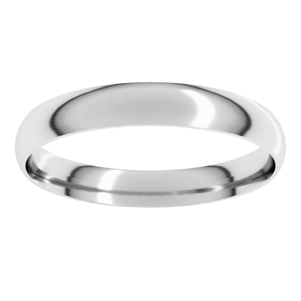 14K White Gold 3 mm Ultra-Lightweight Comfort-Fit Half Round Band Size 7