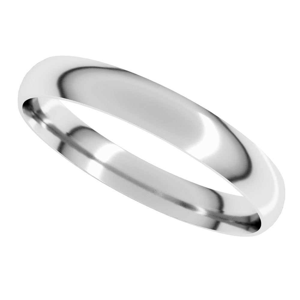 18K White Gold 3 mm Ultra-Lightweight Comfort-Fit Half Round Band Size 7