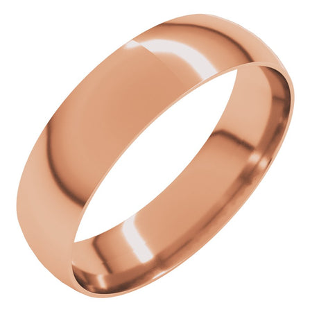14K Rose Gold 5 mm Ultra-Lightweight Comfort-Fit Half Round Band Size 7