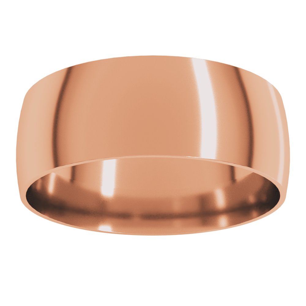 14K Rose 7 mm Ultra-Lightweight Comfort-Fit Half Round Band Size 9
