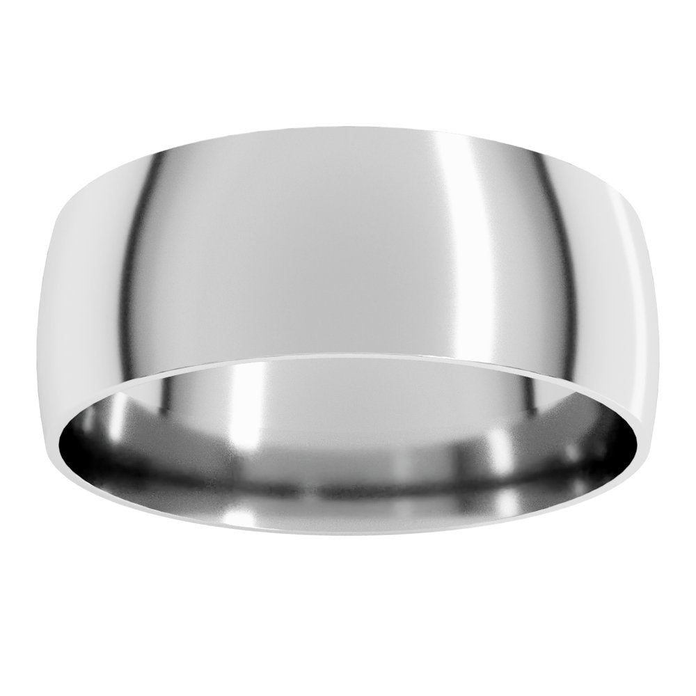 14K White Gold 7 mm Ultra-Lightweight Comfort-Fit Half Round Band Size 9.5