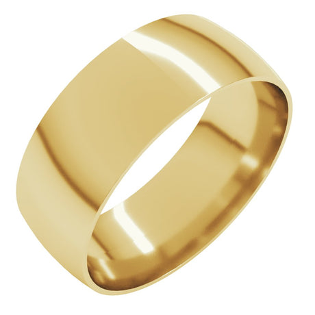14K Yellow Gold 7 mm Ultra-Lightweight Comfort-Fit Half Round Band Size 8.5