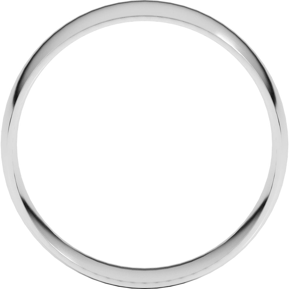 14K White Gold 7 mm Ultra-Lightweight Comfort-Fit Half Round Band Size 9.5