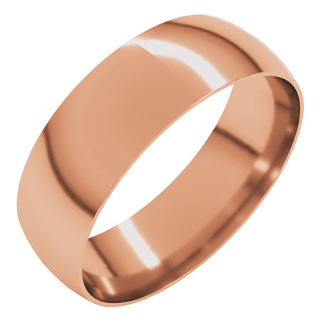 10K Rose Gold 6 mm Ultra-Lightweight Comfort-Fit Half Round Band Size 8.5