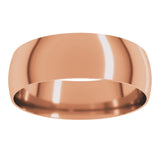 10K Rose Gold 6 mm Ultra-Lightweight Comfort-Fit Half Round Band Size 9.5