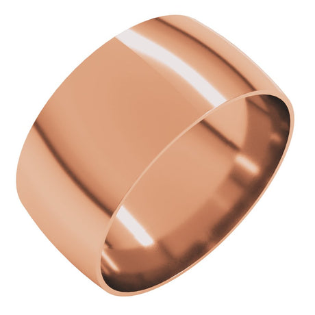 14K Rose Gold 9 mm Ultra-Lightweight Comfort-Fit Half Round Band Size 11