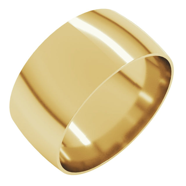14K Yellow Gold 9 mm Ultra-Lightweight Comfort-Fit Half Round Band Size 11