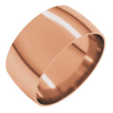 14K Rose Gold 9 mm Ultra-Lightweight Comfort-Fit Half Round Band Size 11