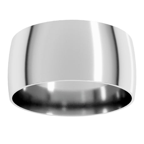 10K White Gold 9 mm Ultra-Lightweight Comfort-Fit Half Round Band Size 10