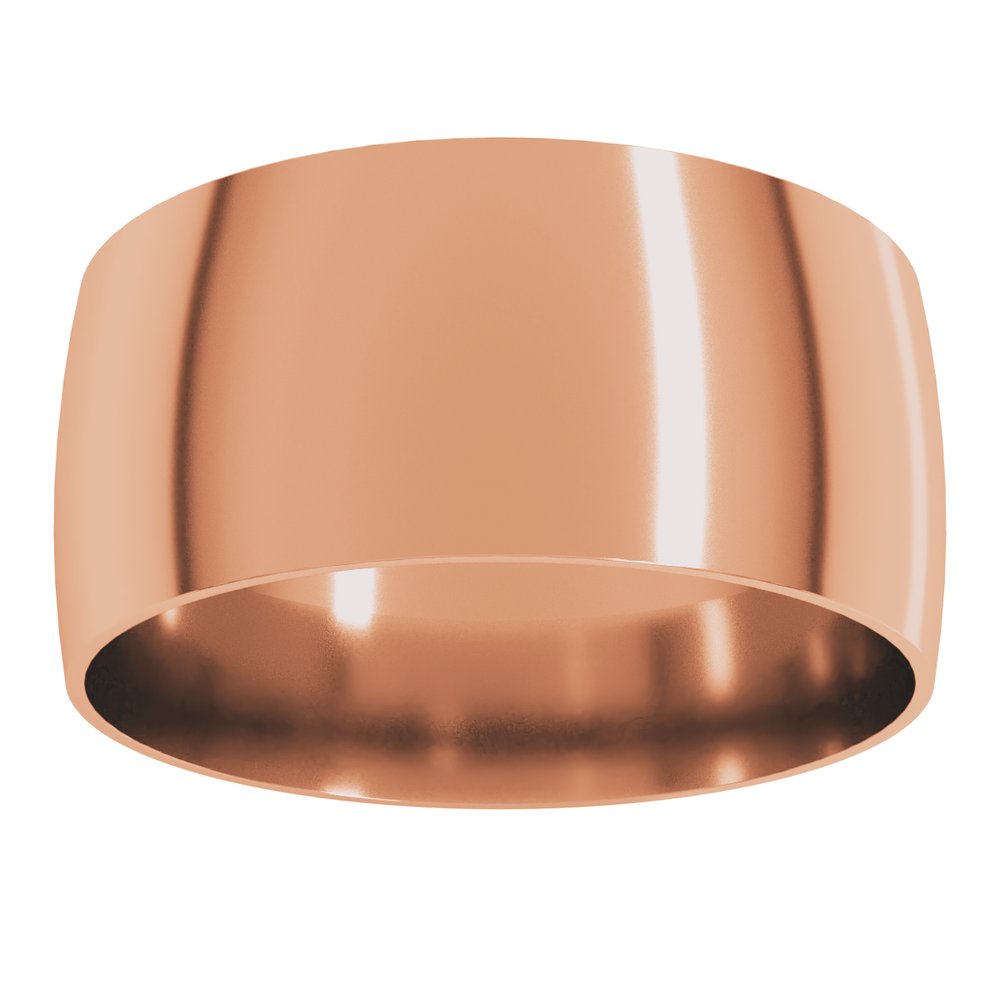 14K Rose Gold 9 mm Ultra-Lightweight Comfort-Fit Half Round Band Size 11