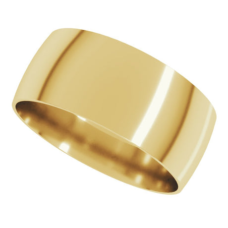 10K Yellow Gold 8 mm Ultra-Lightweight Comfort-Fit Half Round Band Size 8.5