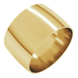 14K Yellow 12 mm Ultra-Lightweight Comfort-Fit Half Round Band Size 7