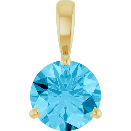 14K Yellow Lab-Grown Aqua Sapphire Pendant