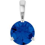 14K White Gold Lab-Grown Blue Sapphire Pendant