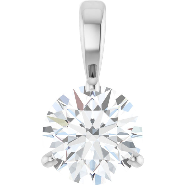 14K White Gold 1 CT Lab-Grown Diamond Pendant 