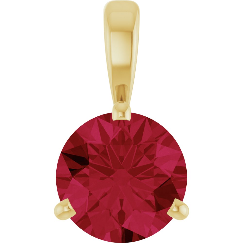 14K Yellow Lab-Grown Ruby Pendant