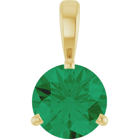 14K Yellow Lab-Grown Emerald Pendant