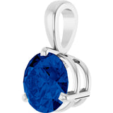 14K White Lab-Grown Blue Sapphire Pendant