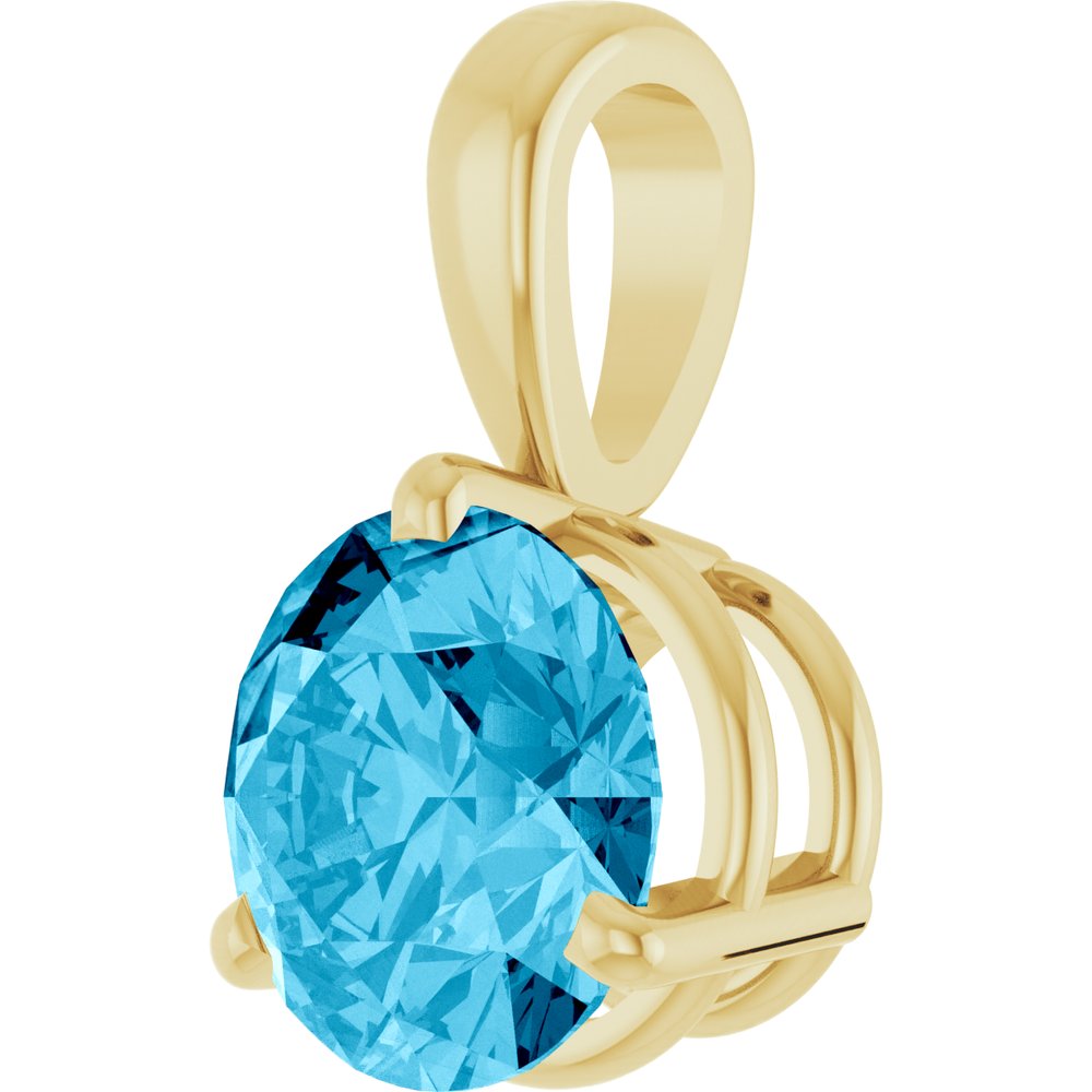 14K Yellow Lab-Grown Aqua Sapphire Pendant