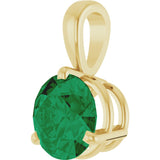 14K Yellow Lab-Grown Emerald Pendant