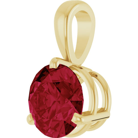 14K Yellow Lab-Grown Ruby Pendant