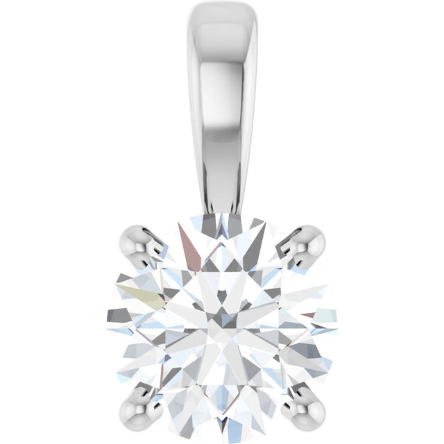 14K White Gold 1/2 CT Natural Diamond Pendant