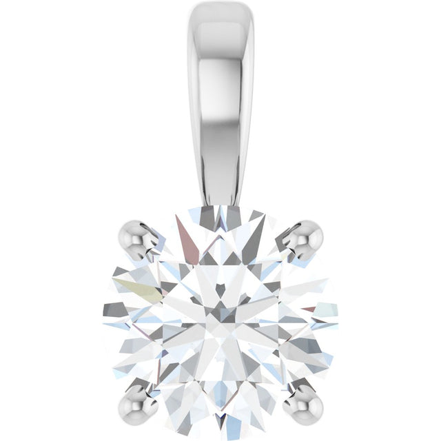 14K White 3/4 CT Lab-Grown Diamond Pendant