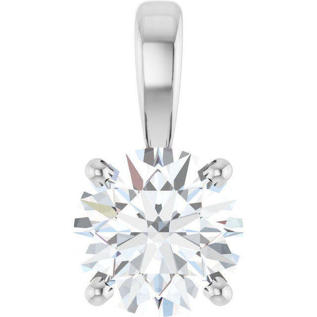 14K White Gold 3/4 CT Lab-Grown Diamond Pendant