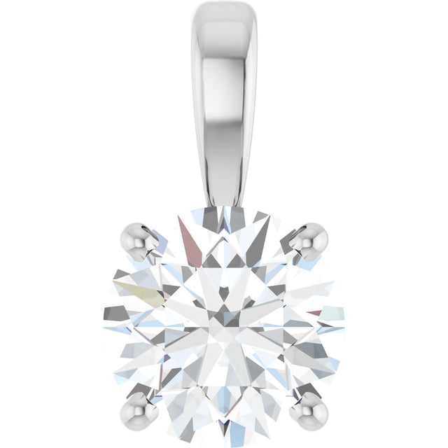 14K White Gold 1 CT Lab-Grown Diamond Pendant