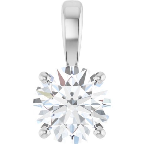 14K White Gold 1 CT Lab-Grown Diamond Pendant