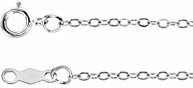 14K White Gold 1.3 mm Flat Cable 16" Chain