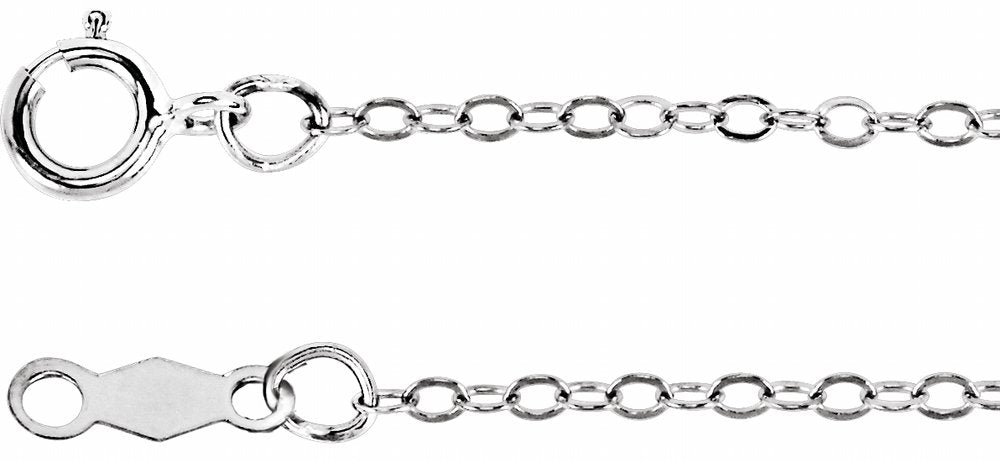 14K White Gold 1.3 mm Flat Cable 20" Chain