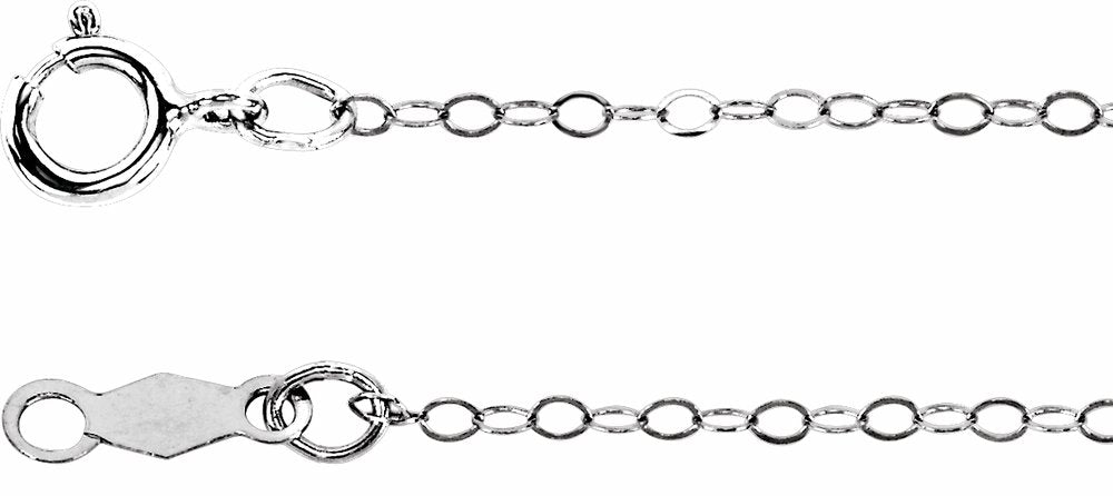 14K White Gold 1 mm Flat Cable 16" Chain