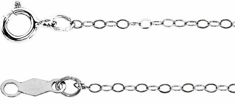 14K White Gold 1 mm Flat Cable 16" Chain