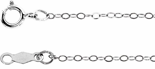 14K White Gold 1 mm Flat Cable 24" Chain