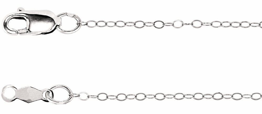 14K White Gold 1 mm Flat Cable 18" Chain