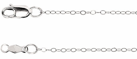 14K White Gold 1 mm Flat Cable 18" Chain