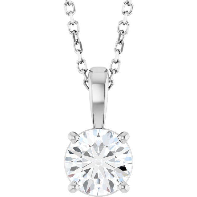 14K White Gold 3/4 CT Lab-Grown Diamond 18" Necklace