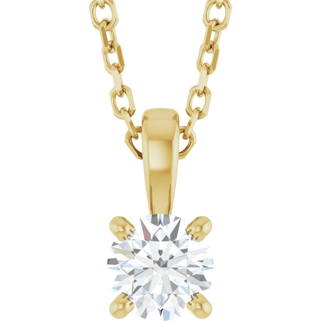 14K Yellow Gold 1/4 CT Natural Diamond 18" Necklace