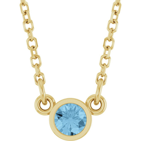 14K Yellow Gold Natural Sky Blue Topaz Solitaire 18" Necklace 