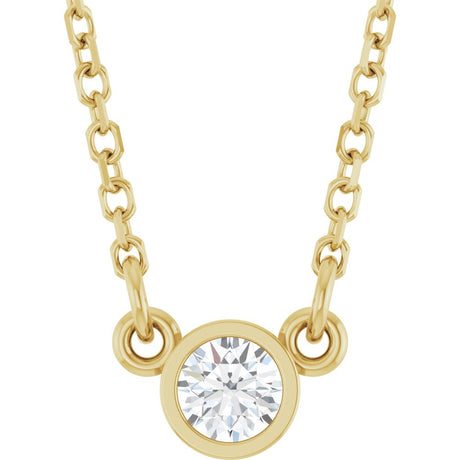 14K Yellow Gold 1/10 CT Lab-Grown Diamond Solitaire 18" Necklace 