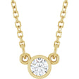 14K Yellow Gold 1/10 CT Natural Diamond Solitaire 18" Necklace 