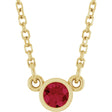 14K Yellow Gold Lab-Grown Ruby Solitaire 16" Necklace 