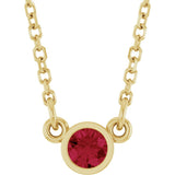 14K Yellow Gold Lab-Grown Ruby Solitaire 16" Necklace 