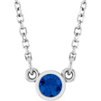 Rhodium-Plated Sterling Silver Imitation Blue Sapphire Solitaire 16" Necklace 